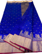 Elegant Blue Chanderi Handloom Silk Saree: A Timeless Classic - Luxurion World