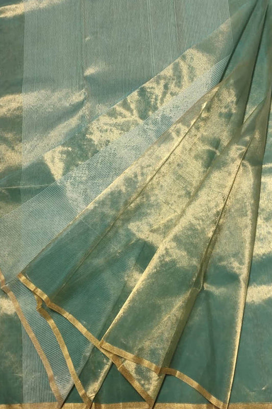 Exquisite Green Chanderi Handloom Pure Tissue Saree: A Timeless Elegance - Luxurion World