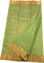 Elegant Green Chanderi Handloom Katan Silk Saree - Luxurion World
