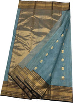 Elegant Blue Chanderi Handloom Katan Silk Saree - Luxurion World