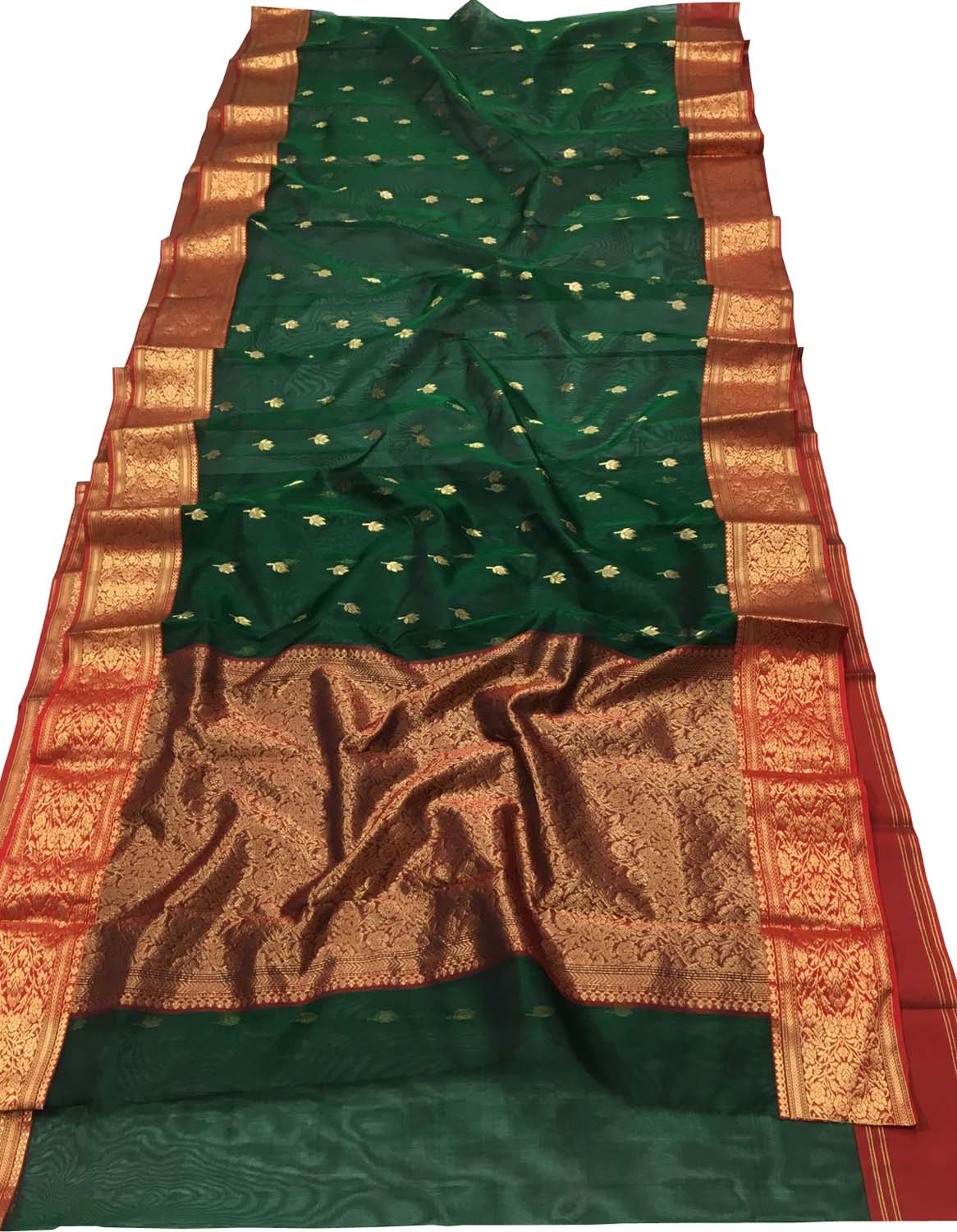 Elegant Green Chanderi Handloom Katan Silk Saree - Luxurion World