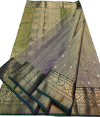 Exquisite Blue & Green Chanderi Handloom Katan Silk Saree - Luxurion World