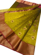 Exquisite Green Chanderi Handloom Pure Silk Saree: A Timeless Elegance - Luxurion World