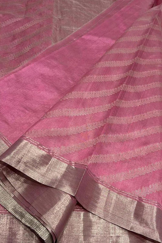 Exquisite Pink Chanderi Handloom Pure Silk Saree: A Timeless Elegance - Luxurion World