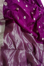Elegant Purple Chanderi Handloom Pure Silk Saree: A Timeless Classic - Luxurion World