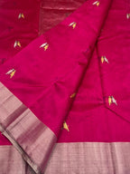 Pink Chanderi Handloom Pure Katan Silk Saree - Luxurion World