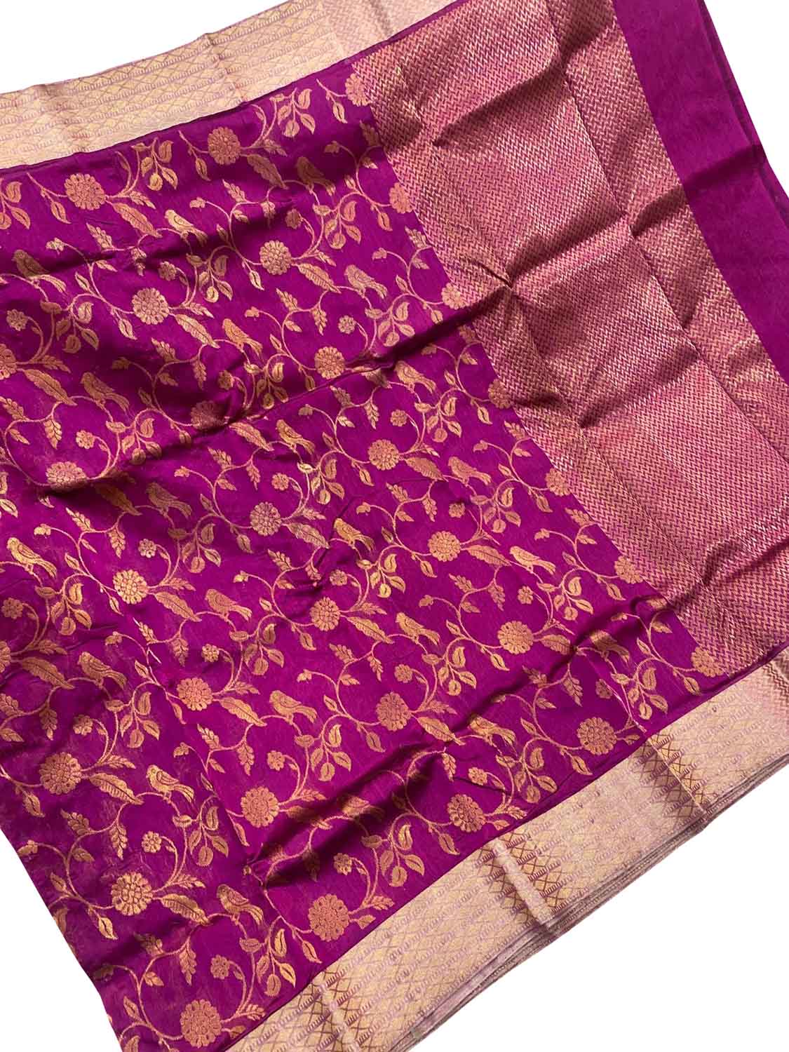 Purple Chanderi Handloom Pure Silk Saree - Luxurion World