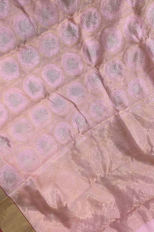 Pink Chanderi Handloom Pure Silk Saree - Luxurion World