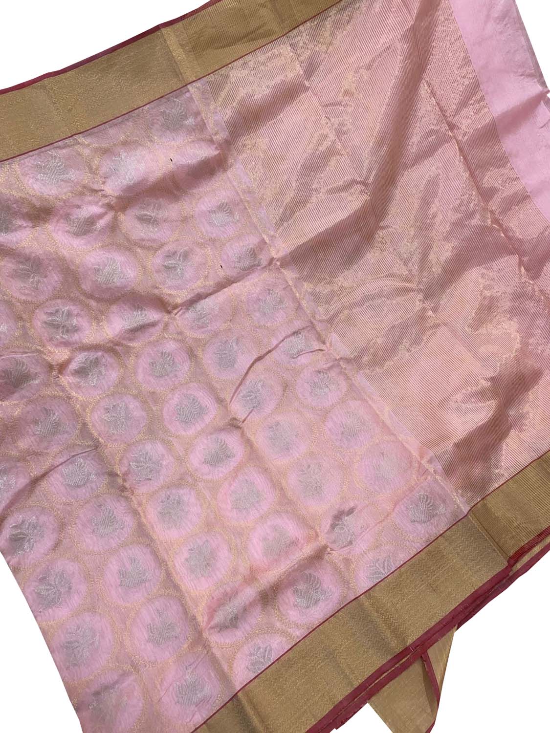 Pink Chanderi Handloom Pure Silk Saree - Luxurion World