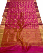 Pink Chanderi Handloom Pure Silk Saree - Luxurion World