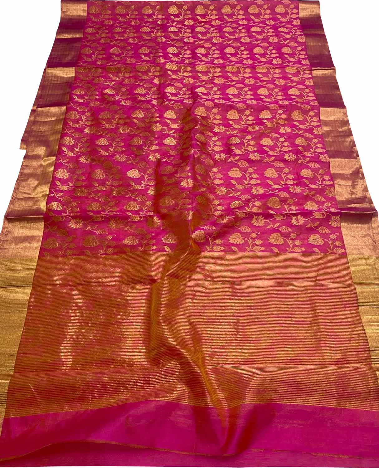 Pink Chanderi Handloom Pure Silk Saree - Luxurion World