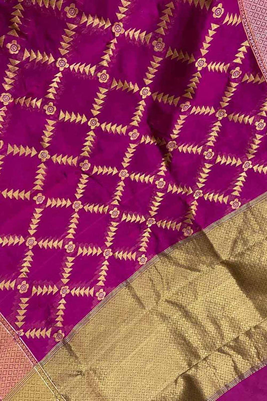Purple Chanderi Handloom Pure Silk Saree