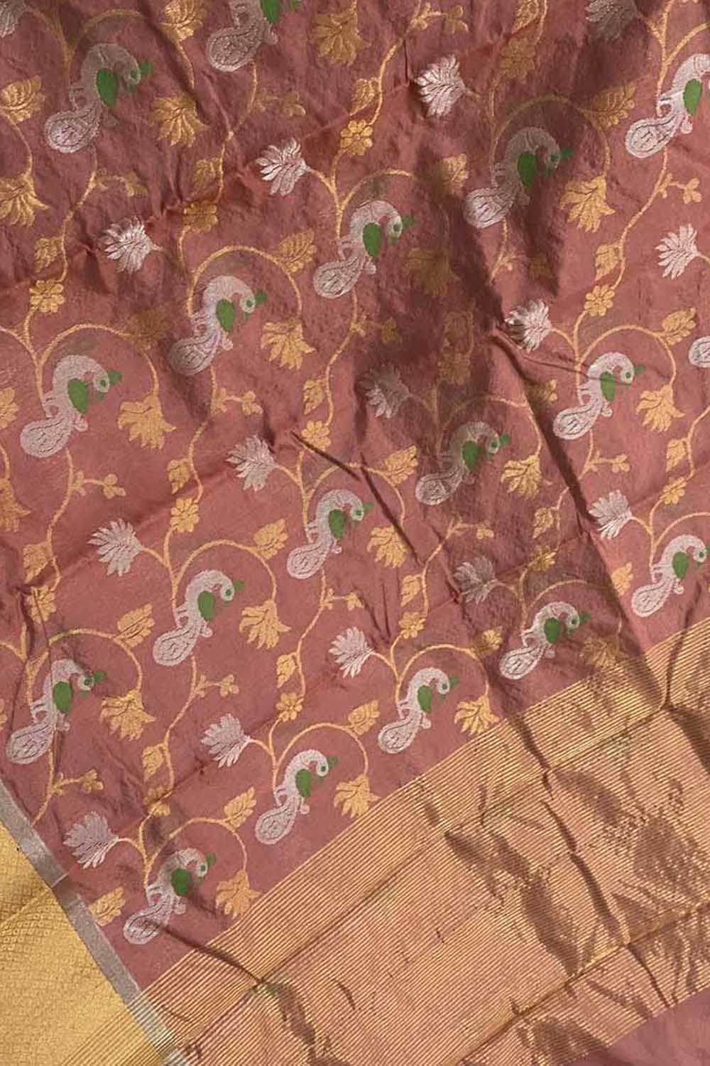 Pink Chanderi Handloom Pure Silk Saree - Luxurion World