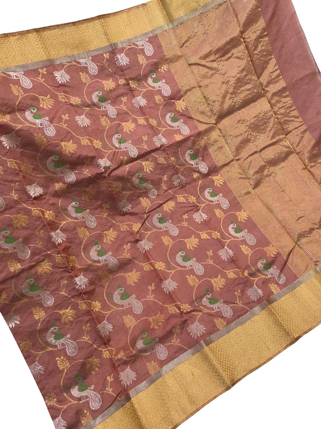 Pink Chanderi Handloom Pure Silk Saree - Luxurion World