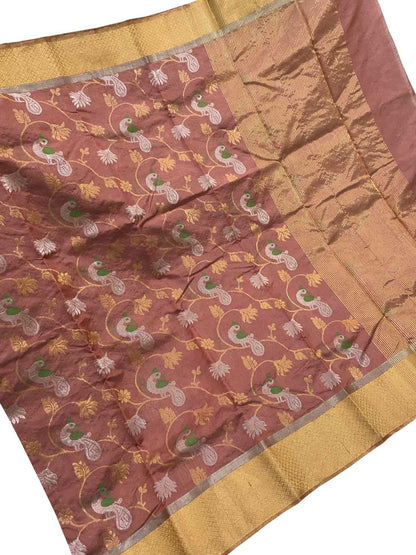 Pink Chanderi Handloom Pure Silk Saree - Luxurion World