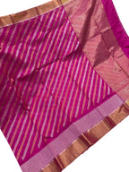 Pink Chanderi Handloom Pure Silk Saree - Luxurion World