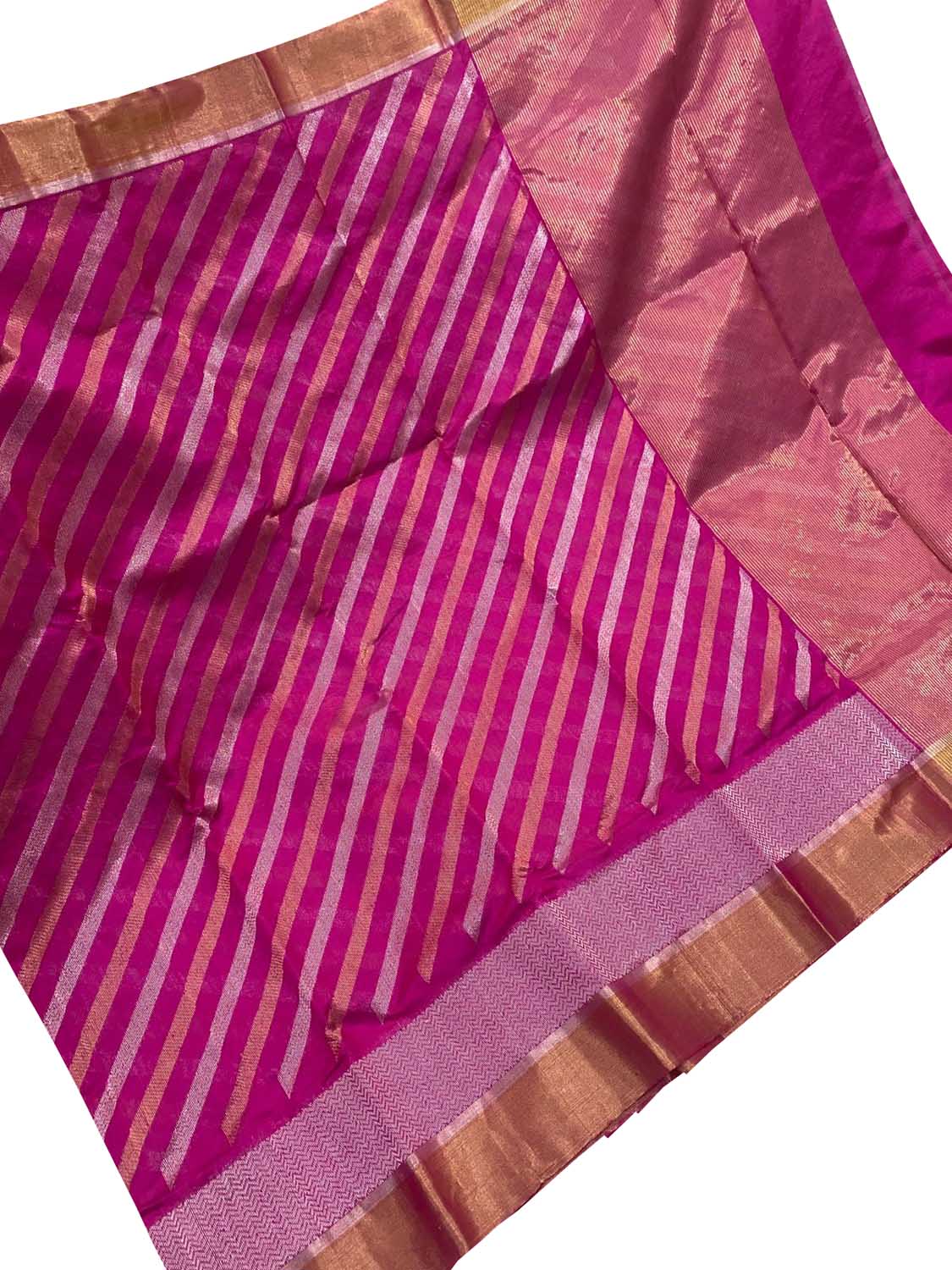 Pink Chanderi Handloom Pure Silk Saree - Luxurion World