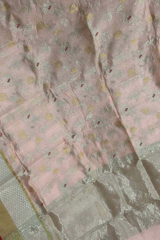 Pink Chanderi Handloom Pure Silk Saree - Luxurion World