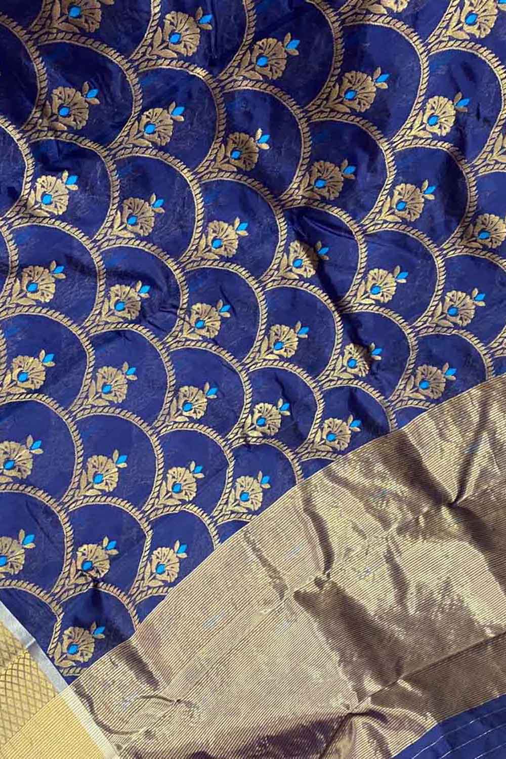 Blue Chanderi Handloom Pure Silk Saree - Luxurion World