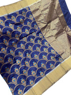 Blue Chanderi Handloom Pure Silk Saree - Luxurion World