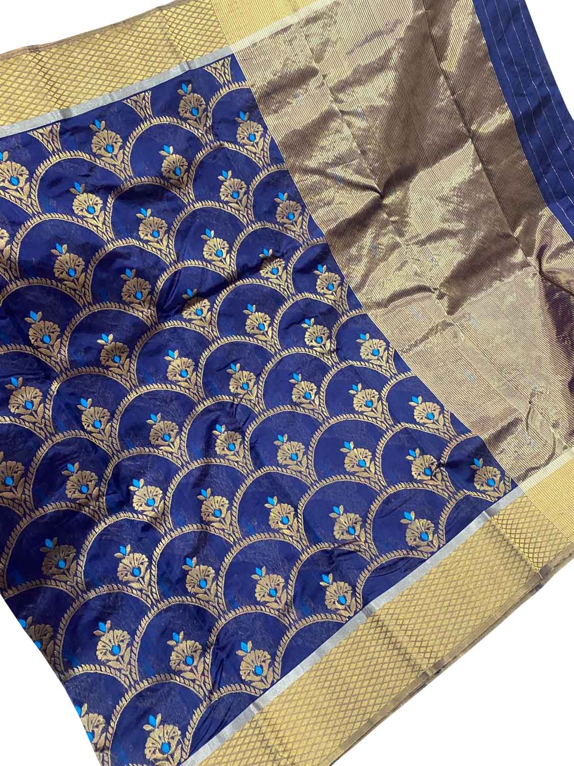 Blue Chanderi Handloom Pure Silk Saree - Luxurion World