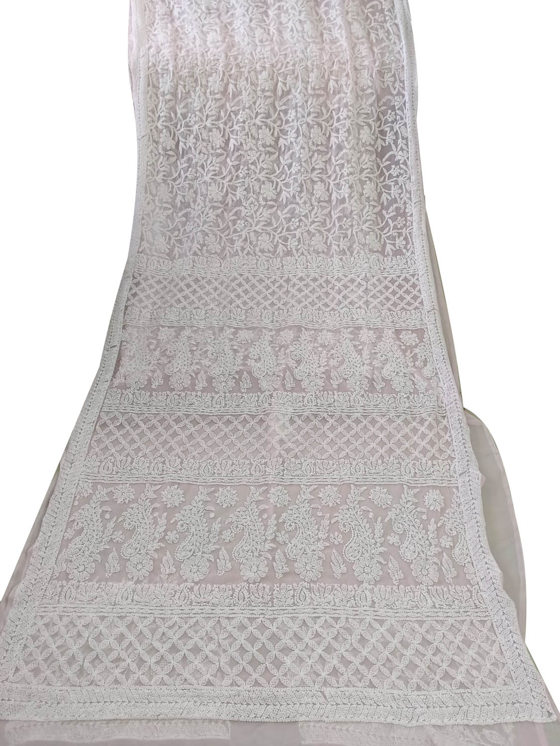 Pink Chikankari Hand Embroidered Georgette Saree - Luxurion World