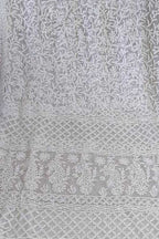 Shop Off White Chikankari Saree Online - Hand Embroidered Georgette - Luxurion World