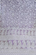 Get the Latest Purple Chikankari Saree - Hand Embroidered on Chiffon Georgette - Luxurion World