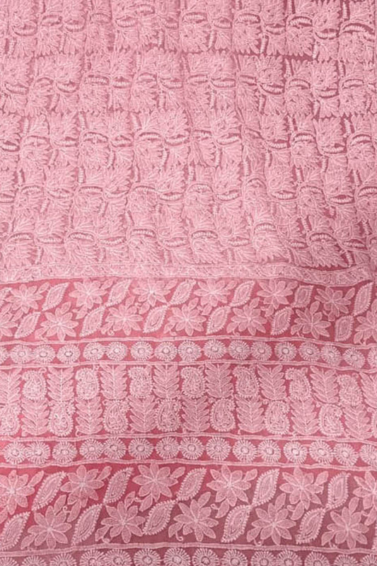 Get the Latest Pink Chikankari Georgette Saree with Hand Embroidery - Shop Now! - Luxurion World