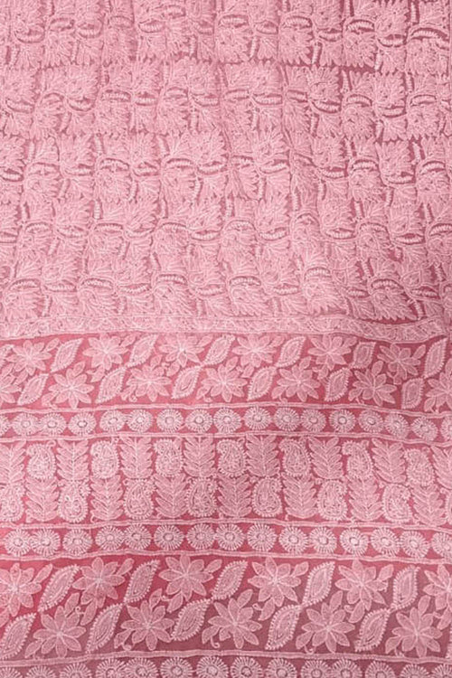 Get the Latest Pink Chikankari Georgette Saree with Hand Embroidery - Shop Now! - Luxurion World