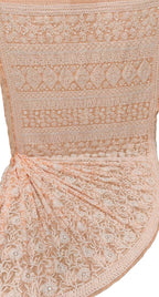 Orange Hand Embroidered Chikankari Chiffon Georgette Saree - Luxurion World