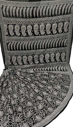 Black Hand Embroidered Chikankari Chiffon Georgette Saree - Luxurion World