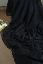 Black Embroidered Chikankari Georgette Sequins Work Saree - Luxurion World
