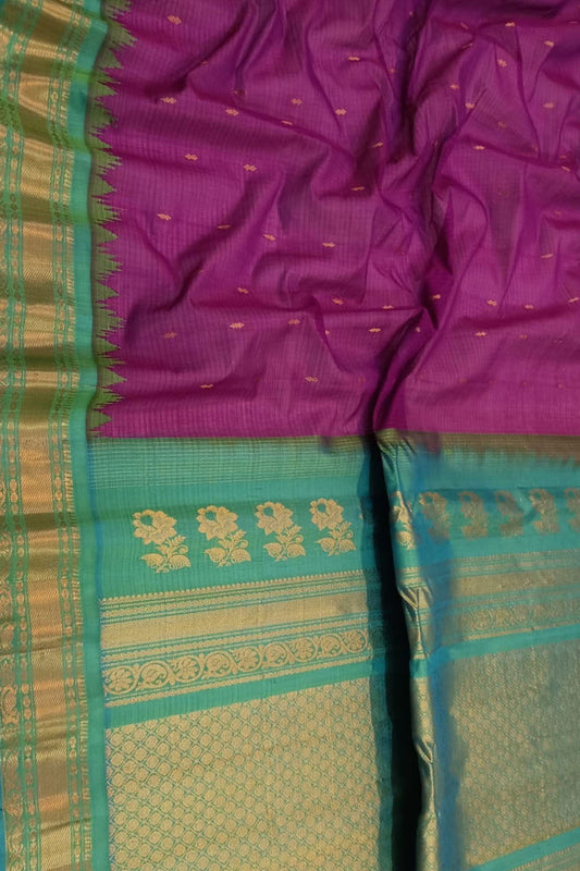 Purple Gadwal Handloom Sico Saree - Luxurion World