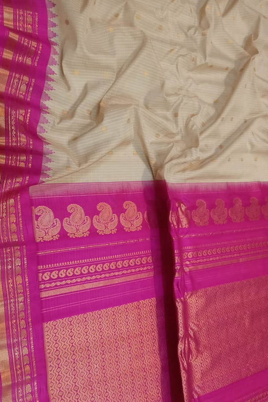 Pastel Gadwal Handloom Sico Saree - Luxurion World