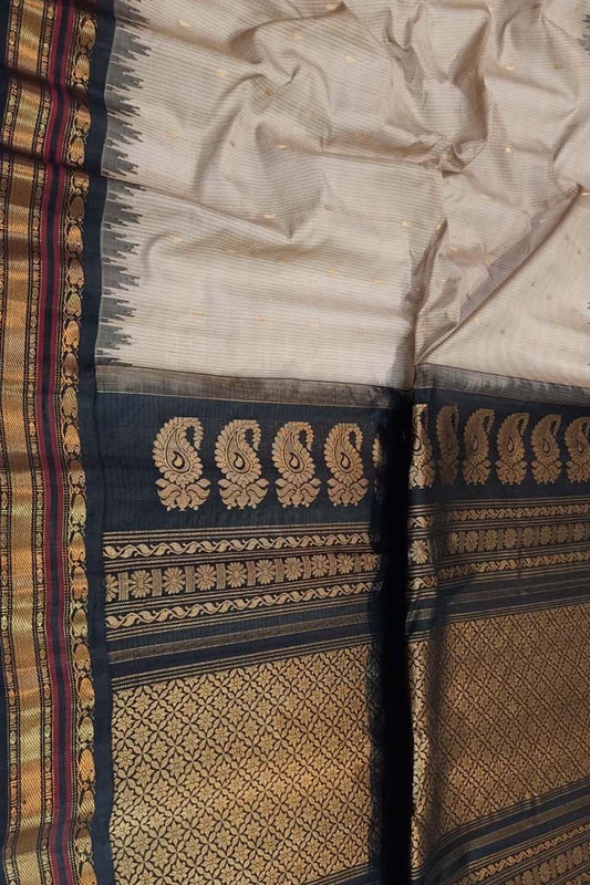 Pastel Gadwal Handloom Sico Saree - Luxurion World