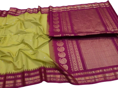 Green Gadwal Handloom Sico Saree - Luxurion World