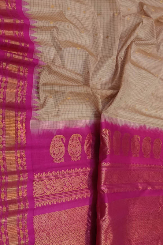 Pastel Gadwal Handloom Sico Saree - Luxurion World