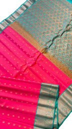 Pink Handloom Gadwal Pure Silk Saree - Luxurion World