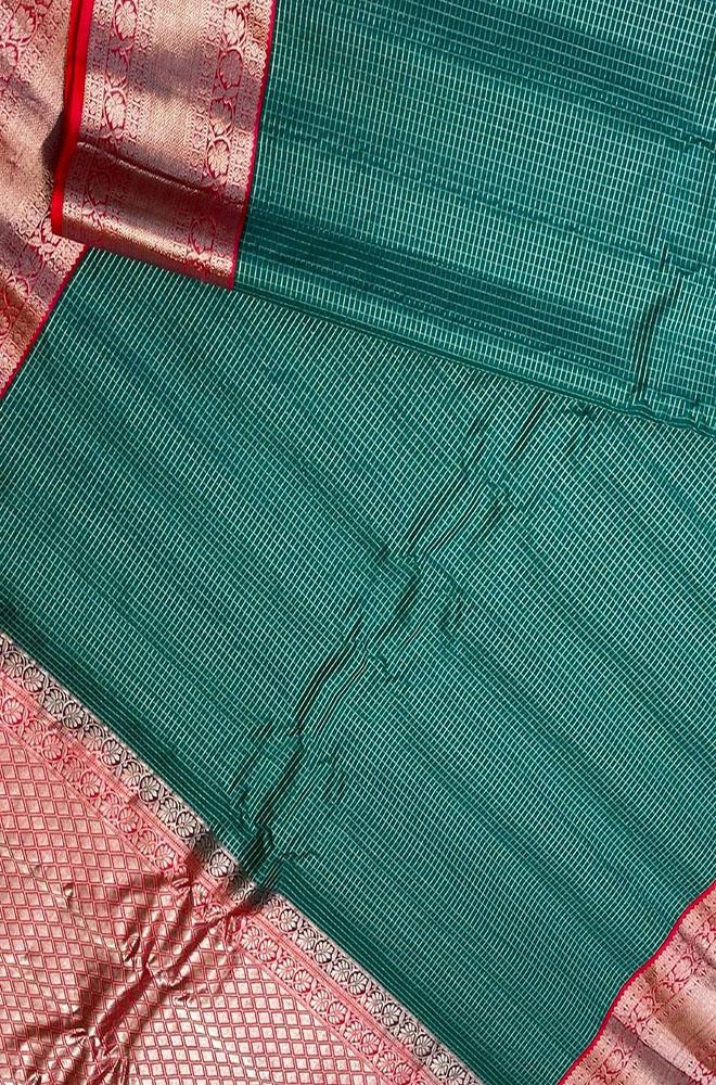Green Handloom Gadwal Pure Silk Saree - Luxurion World