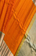Orange Handloom Gadwal Pure Silk Saree - Luxurion World