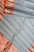 Grey Handloom Gadwal Pure Silk Saree - Luxurion World