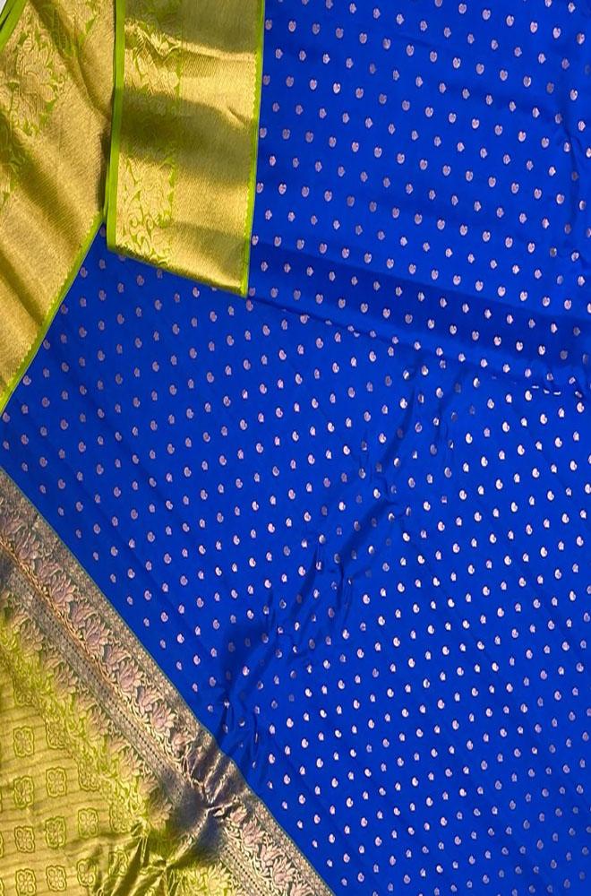 Blue Handloom Gadwal Pure Silk Saree - Luxurion World