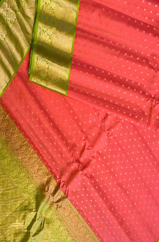 Pink Handloom Gadwal Pure Silk Saree - Luxurion World