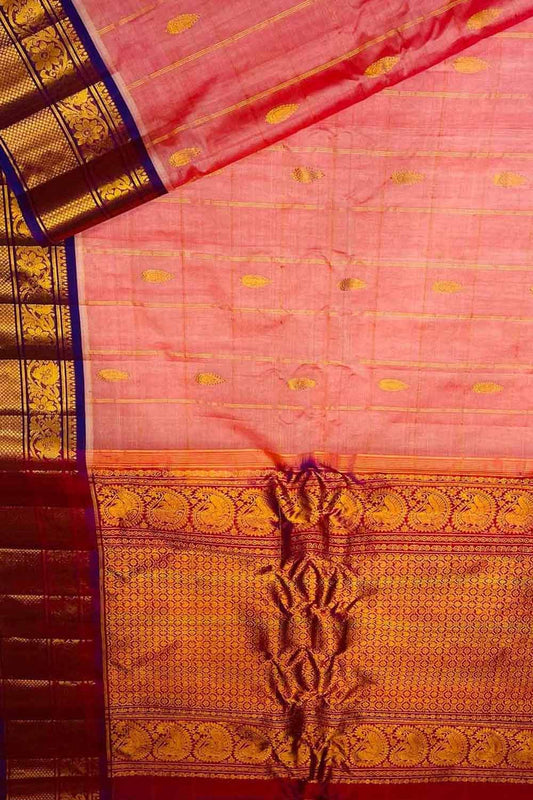 Pink Gadwal Handloom Sico Saree - Luxurion World