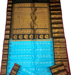 Blue Gadwal Handloom Pure Silk Saree - Luxurion World