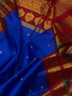 Blue Gadwal Handloom Pure Silk Saree - Luxurion World