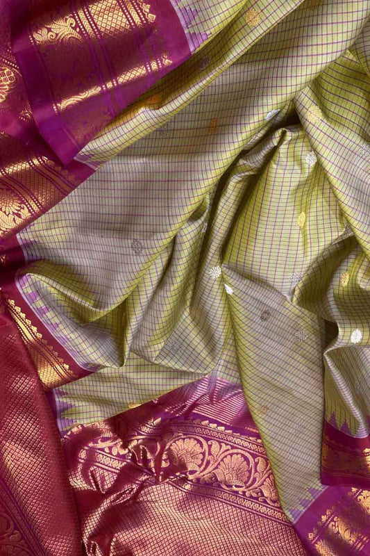 Pastel Gadwal Handloom Pure Silk Saree - Luxurion World