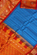 Blue Gadwal Handloom Pure Silk Saree - Luxurion World