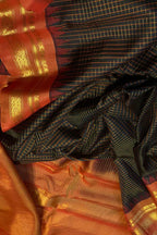 Black Gadwal Handloom Pure Silk Saree - Luxurion World